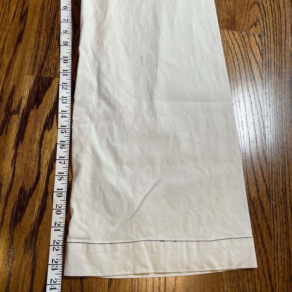 Maeve The Colette Wide-Leg Crop Pants White with Contrast Stitching - Picture 5 of 5